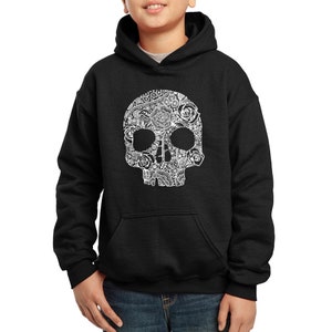 Boy&#39;s Word Art Hooded Sweatshirt -  Flower Skull