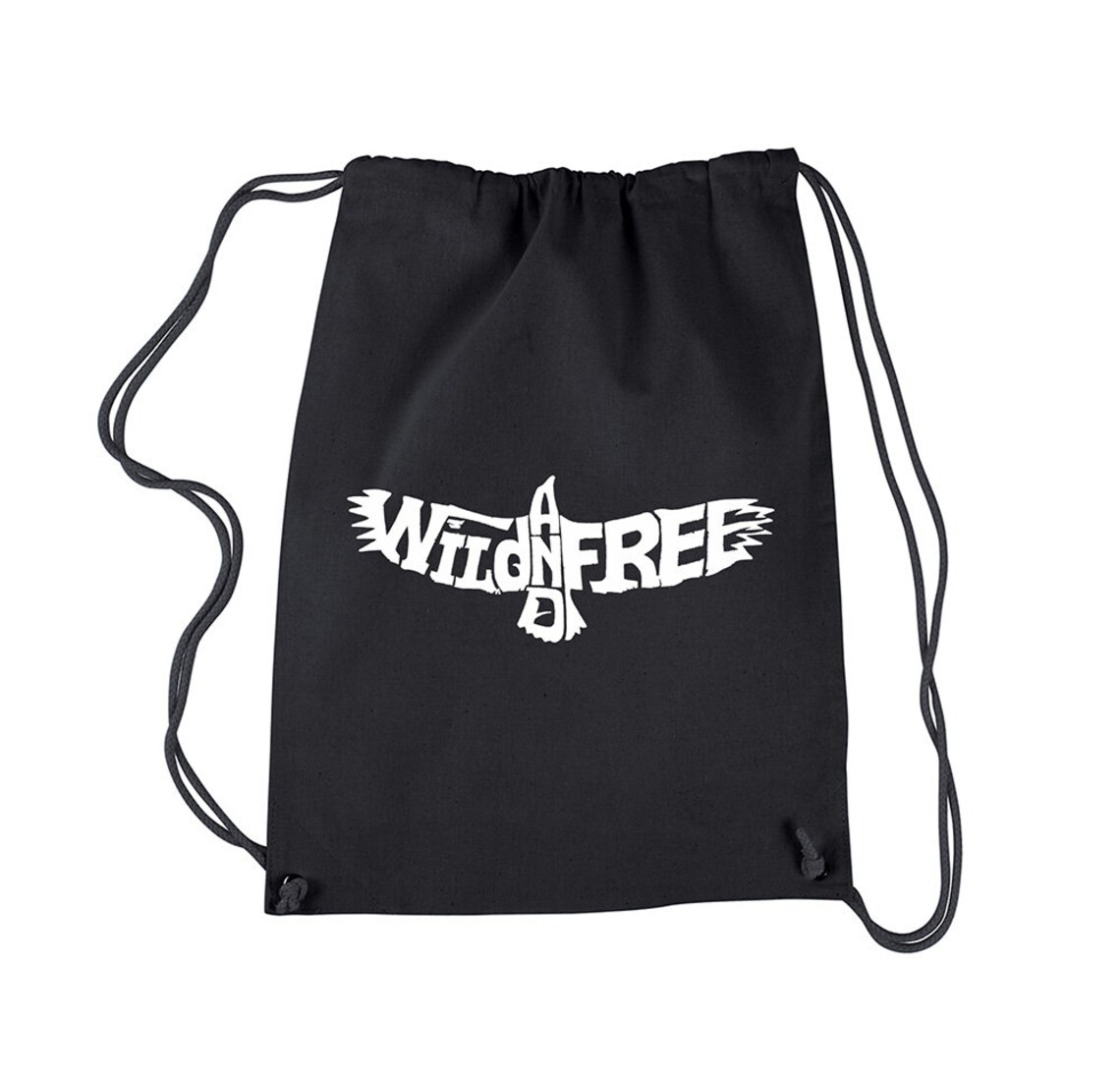 Drawstring Backpack Created Using the Words Wild and Free Etsy