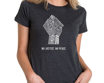 Women&#39;s Premium Blend Word Art T-shirt - No Justice, No Peace