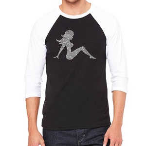 Men&#39;s Raglan Baseball Word Art T-shirt - Mudflap Girl