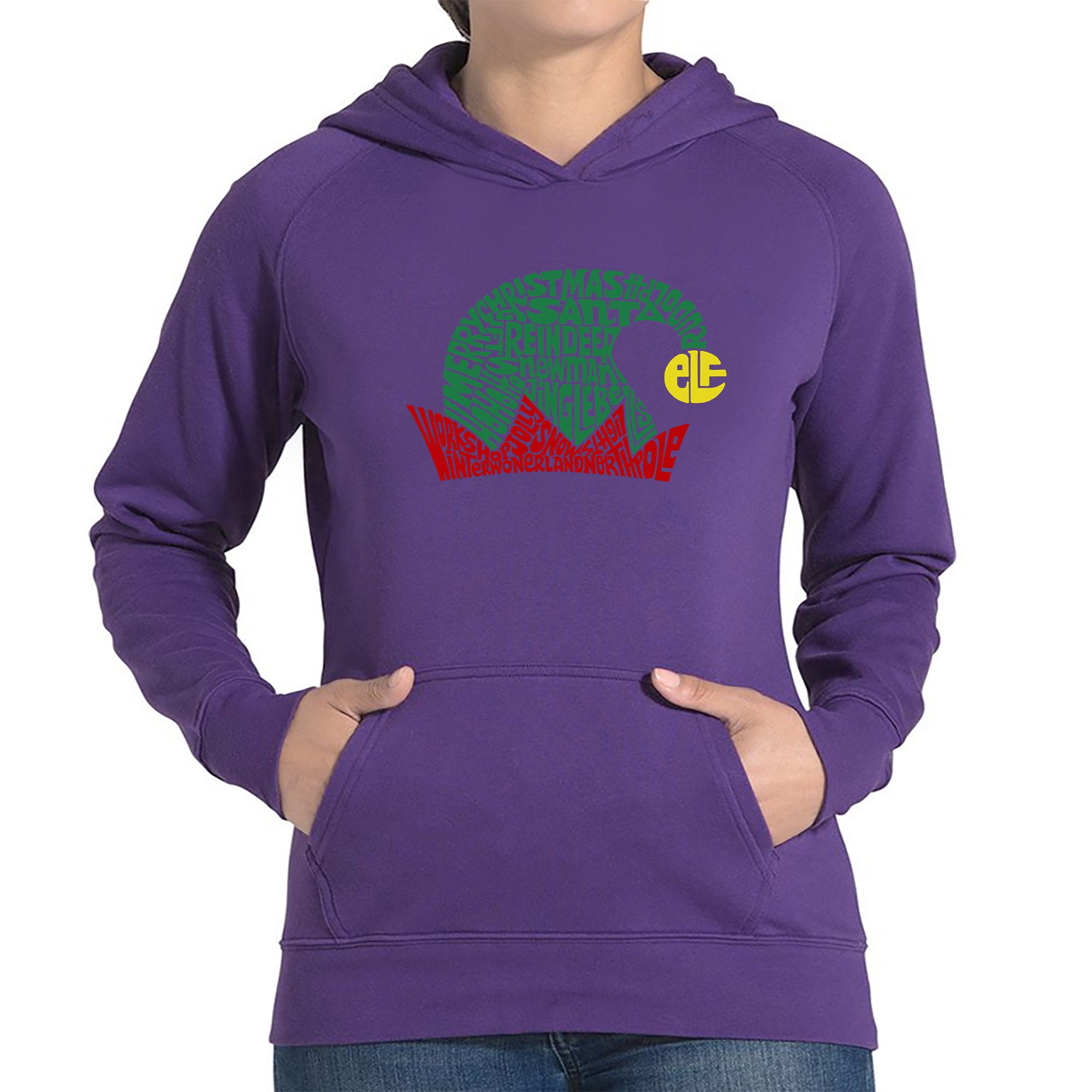 売れ筋商品|||エルエーポップアート カットソー トップス レディース Women's Christmas Elf Hat Word Art Hooded Sweatshirt Black Christmas Elf Hat - Women's Word Art Hooded Sweatshirt