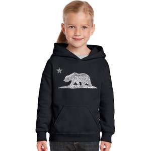 Girl's Hooded Sweatshirt - California Bear Created using the names of some of the largest cities in California