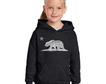 Girl's Hooded Sweatshirt - California Bear Created using the names of some of the largest cities in California