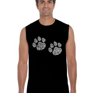 Men's Sleeveless Shirt Meow Cat Prints Cat Paw Created out of the Word Meow image 1