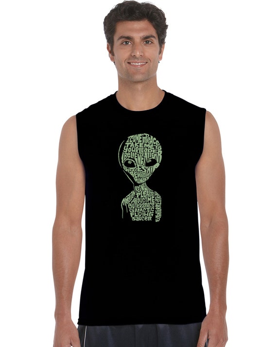 Men's Word Art Sleeveless T-shirt - Alien - Etsy