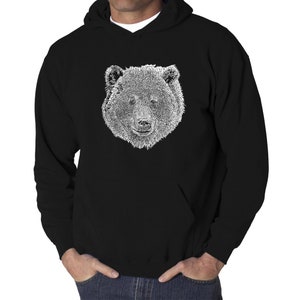 LA Pop Art Men&#39;s Word Art Hooded Sweatshirt - Bear Face
