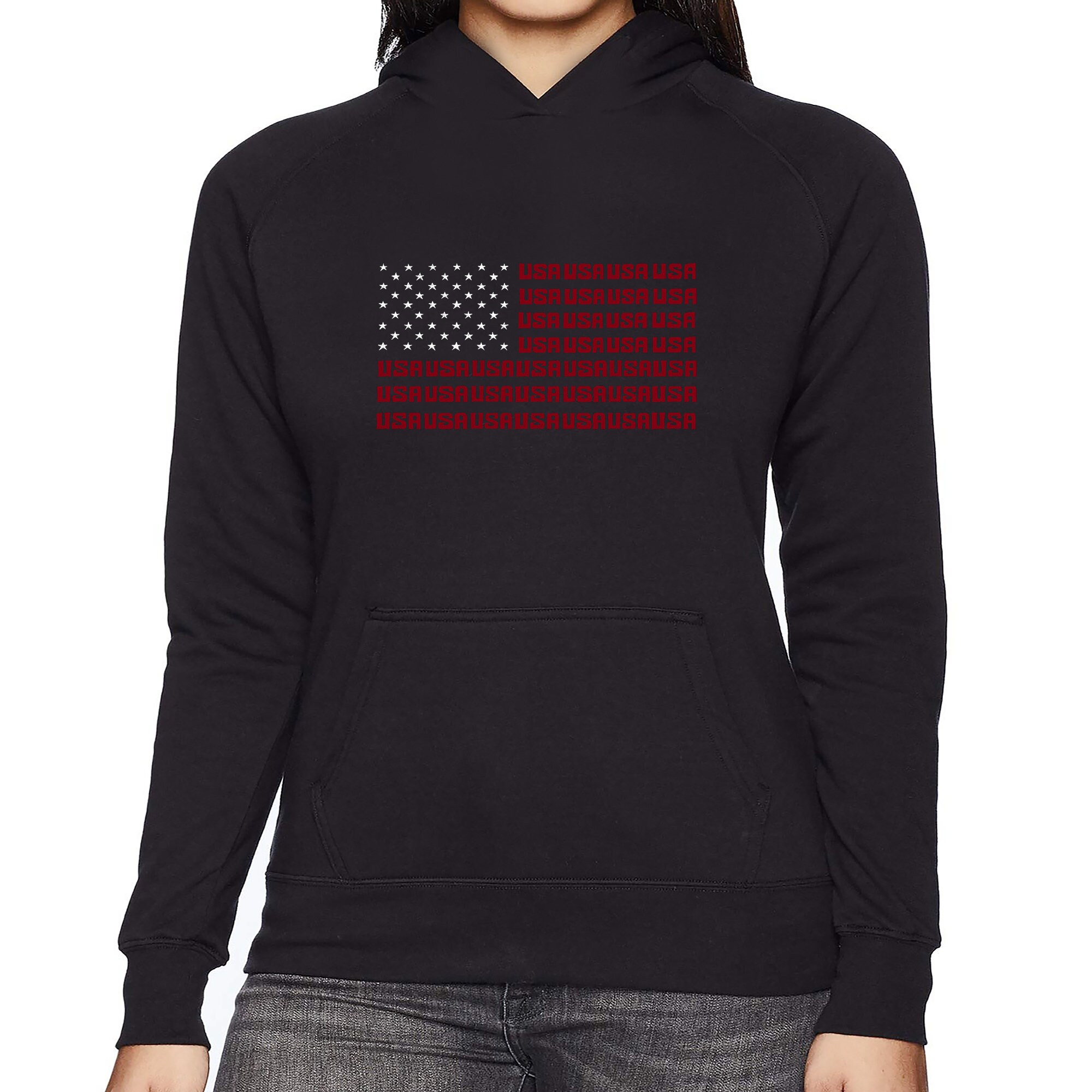 LA Pop Art Women's Word Art Hooded Sweatshirt - USA Flag - Etsy