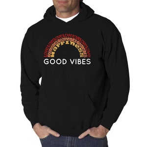 Men&#39;s Word Art Hooded Sweatshirt - Good Vibes