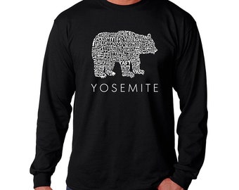 Men's Long Sleeve T-shirt Yosemite Bear Created Using the Most Popular Sites in Yosemite National Park