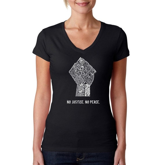 Women's V-neck T-Shirt No Justice No Peace