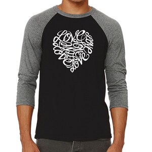 Men&#39;s Raglan Baseball Word Art T-shirt - LOVE