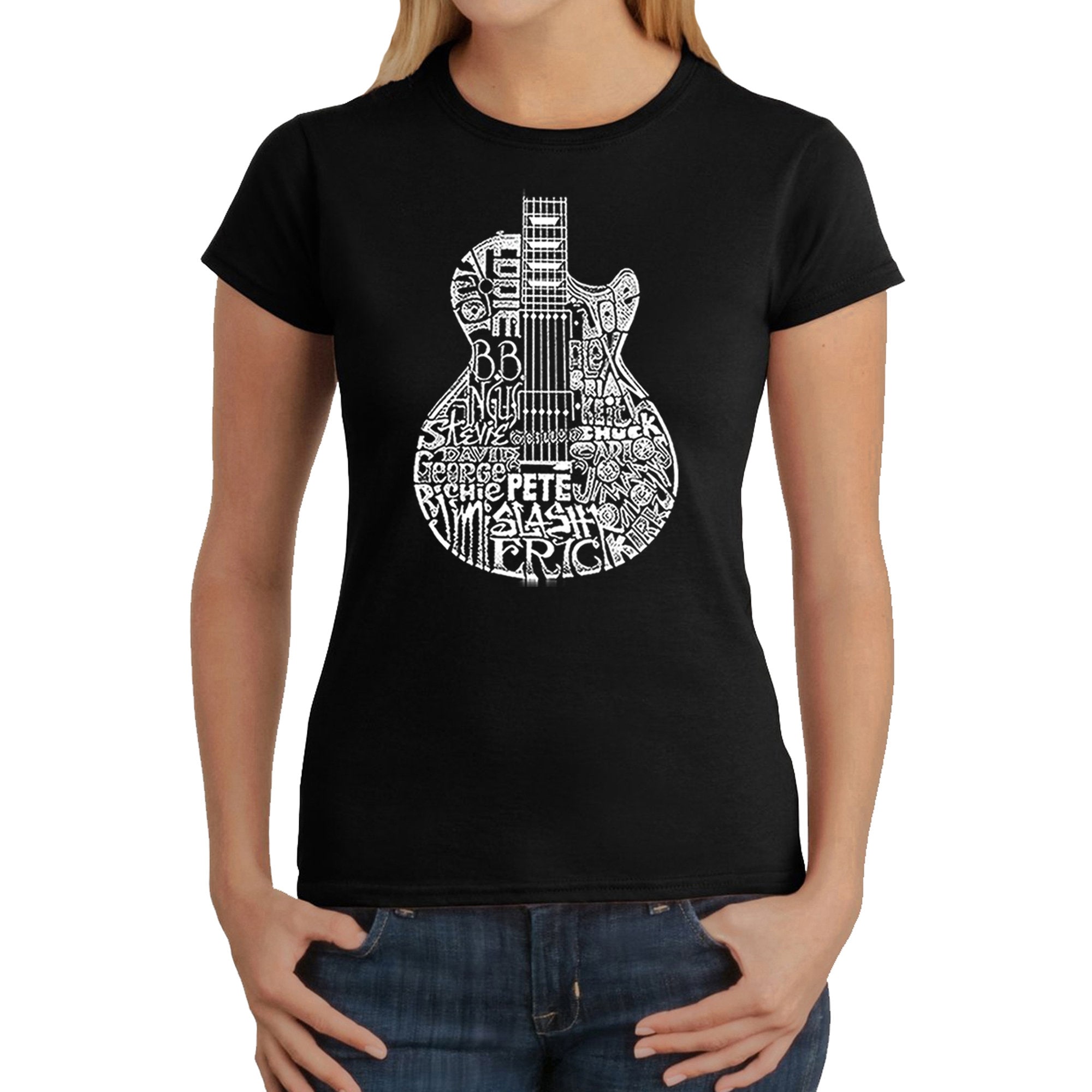 LA Pop Art Women's Word Art T-shirt - Rock Guitar Head - Etsy