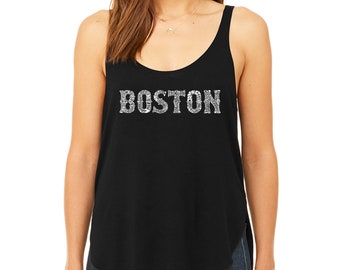 Women's Premium Word Art Flowy Tank Top - BOSTON NEIGHBORHOODS