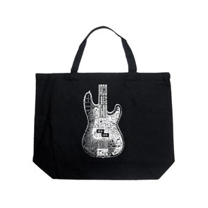 LA Pop Art Large &quot;Word Art&quot; Tote Bag - Bass Guitar