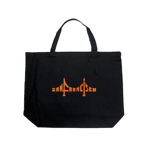 LA Pop Art &quot;Word Art&quot; Large Tote Bag - San Francisco Bridge