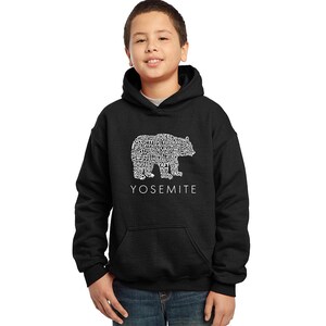 Boy&#39;s Hooded Sweatshirt Yosemite Bear Created Using the Most Popular Sites in Yosemite National Park