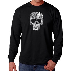 Men&#39;s Word Art Long Sleeve  T-shirt -  Rock N&#39; Roll Skull