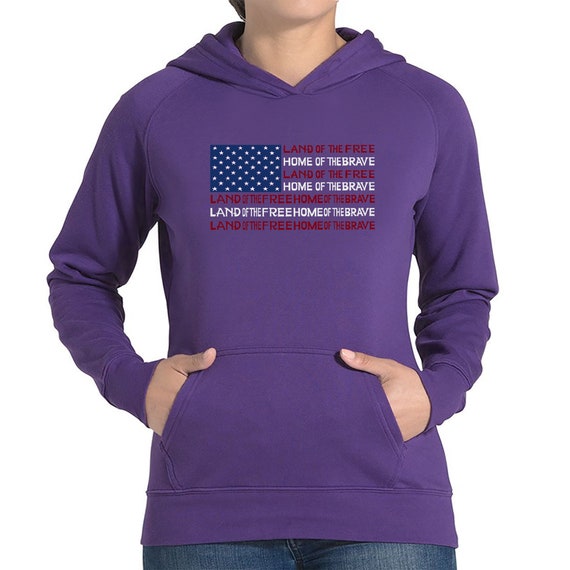 売れ筋商品|||エルエーポップアート カットソー トップス レディース Women's Fireworks American Flag Word Art Hooded Sweatshirt Black LA Pop Art Women's Word Art Hooded Sweatshirt - USA Out of