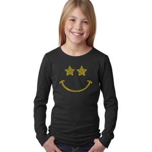 Girl&#39;s Word Art Long Sleeve T-Shirt -  Rockstar Smiley
