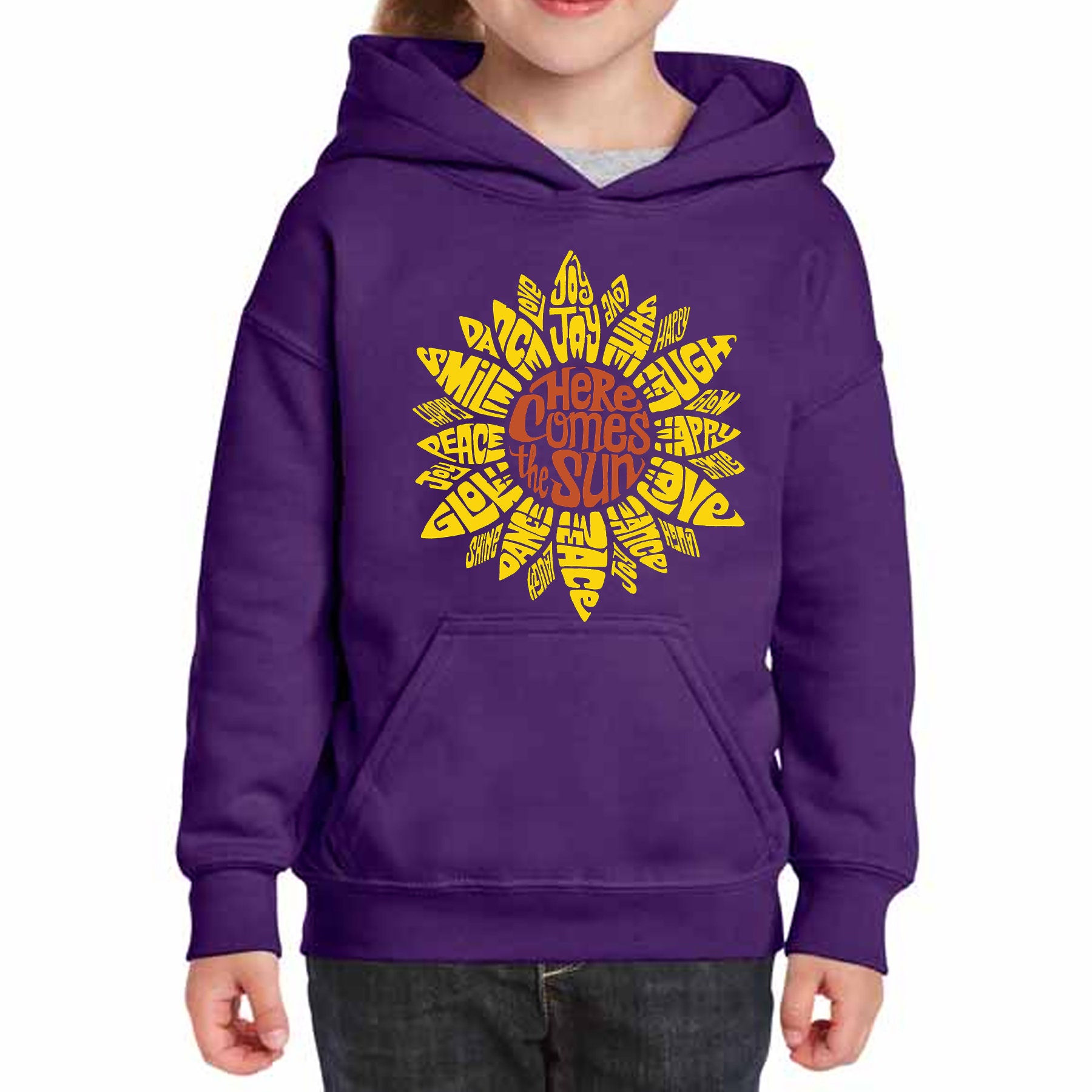 売れ筋商品|||エルエーポップアート カットソー トップス レディース Women's Sunflower Word Art Hooded Sweatshirt Purple LA Pop Art Girl's 