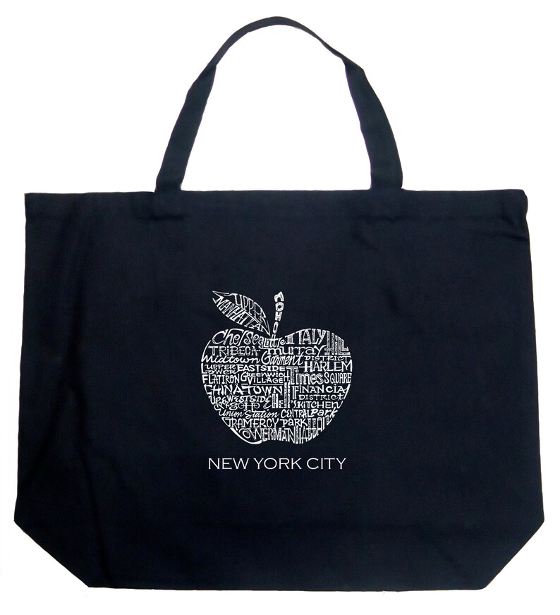 Neighborhoods in NYC Large Word Art Tote Bag