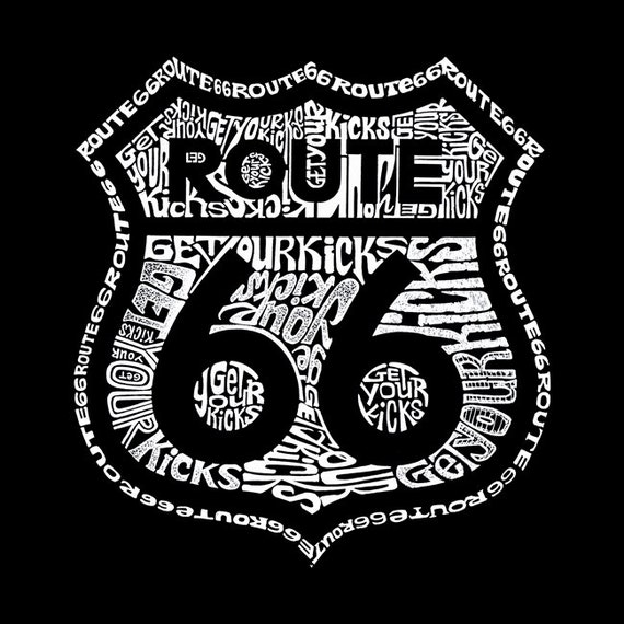 V-neck T-shirt Route 66 Get Your Kicks 
