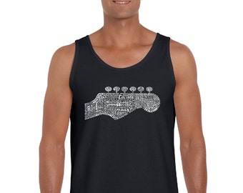 Men's Tank Top - Guitar Head Created out of 63 Genres of Music