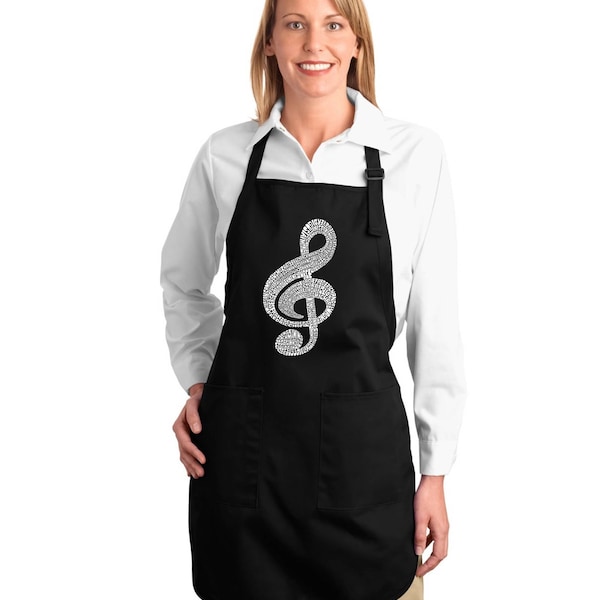 Full Length Dual Pocket Apron - Created using a list of the most popular Classical Music Composers of All Time Music Note