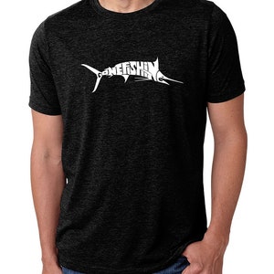 Men&#39;s Premium Blend Word Art T-shirt - Marlin - Gone Fishing