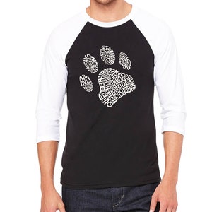Men&#39;s Raglan Baseball Word Art T-shirt - Dog Paw