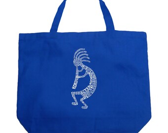 Large Tote Bag - Kokopelli Created using the word Kokopelli