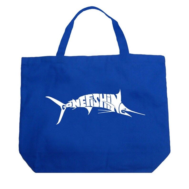 Large Tote Bag Marlin Gone Fishing