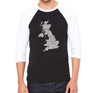 Men&#39;s Raglan Baseball Word Art T-shirt - God Save The Queen