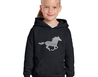 Girl&#39;s Hooded Sweatshirt - Mustang Created Using Popular Horse Breeds