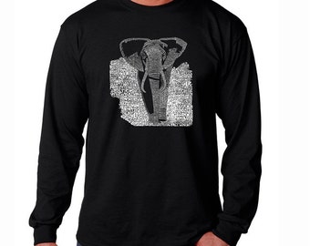Men's Long Sleeve T-shirt - Elephant - Created using a list of popular endangered species