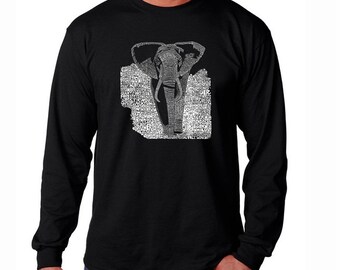 Men's Long Sleeve T-shirt - Elephant - Created using a list of popular endangered species