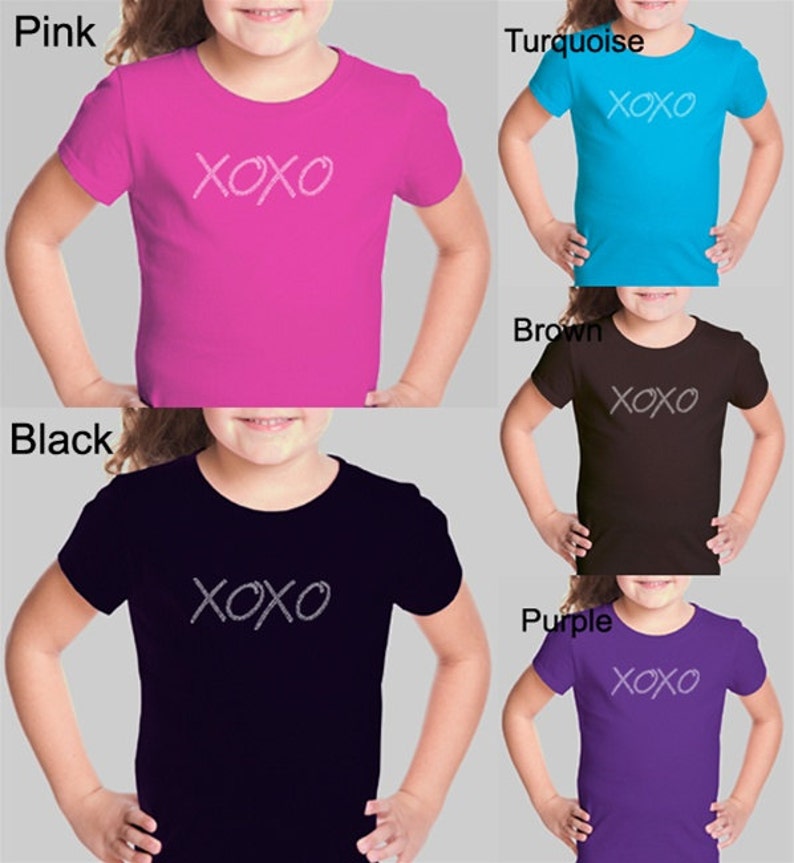 Girl's T-shirt Created using the words Hugs & Kisses XOXO image 1