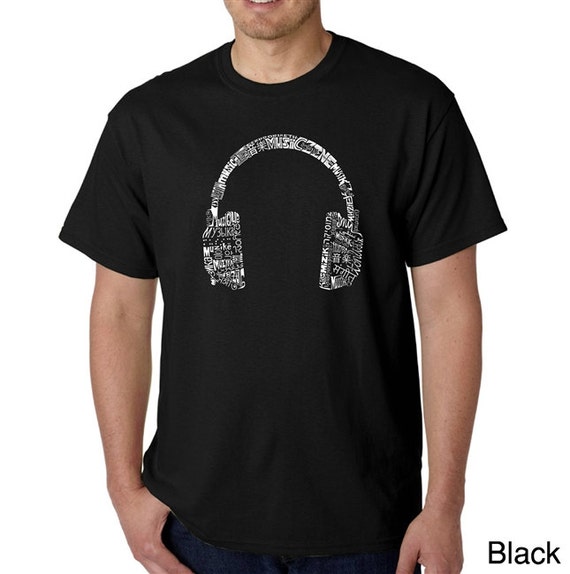 Men's T-shirt - Headphones - Created Using the Word Music in