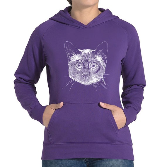 LA Pop Art Women's Word Art Hooded Sweatshirt - Siamese Cat