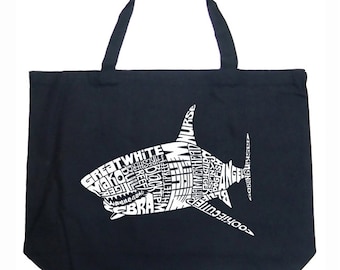 Large Tote Bag - Created using popular Species of Shark