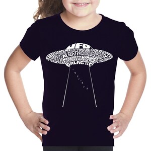 Girl&#39;s Word Art T-shirt - Flying Saucer UFO
