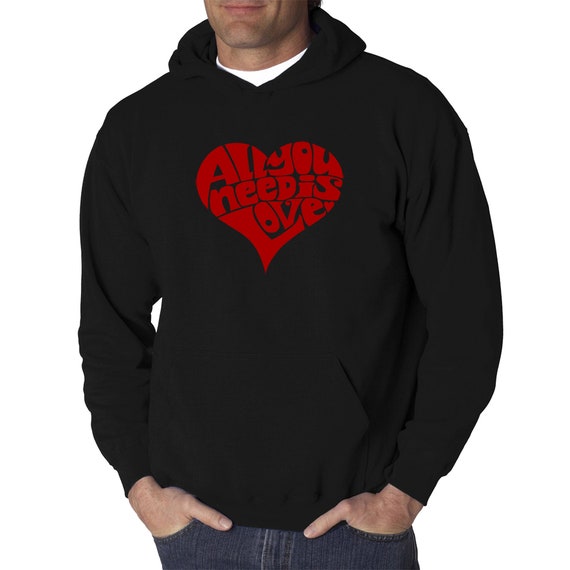 Men's Word Art Hooded Sweatshirt All You Need is Love
