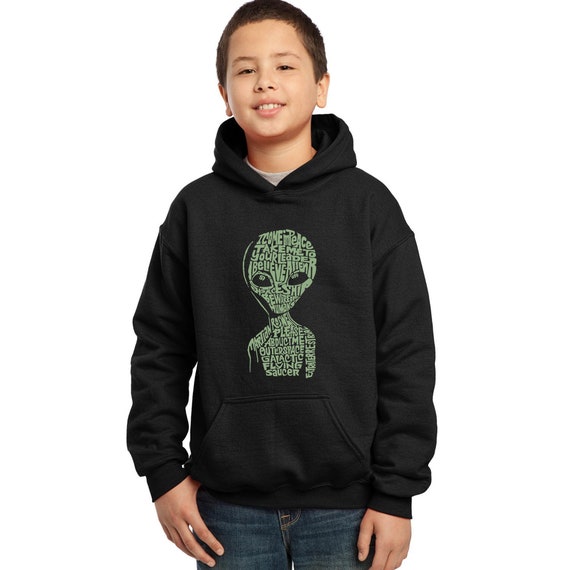 Boy's Word Art Hooded Sweatshirt - Alien - Etsy