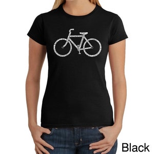 Women&#39;s T-shirt - Created using the word Save a Planet, Ride a Bike