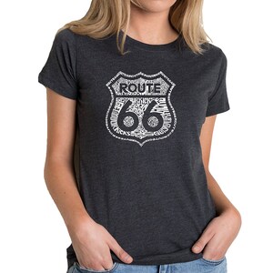 Women&#39;s Premium Blend Word Art T-shirt - Get Your Kicks on Route 66