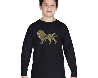 Boy's Word Art Long Sleeve - Lion