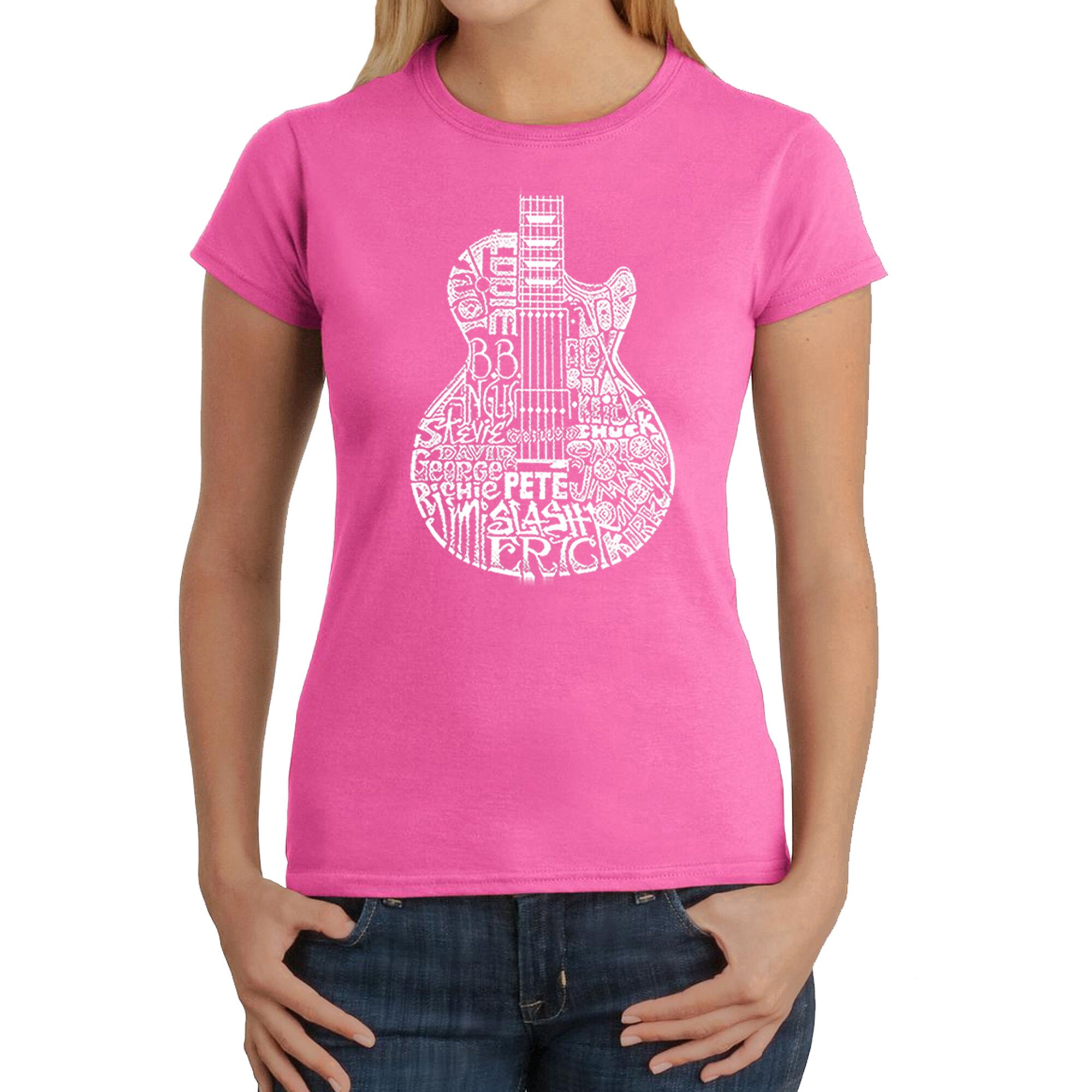 LA Pop Art Women's Word Art T-shirt - Rock Guitar Head - Etsy