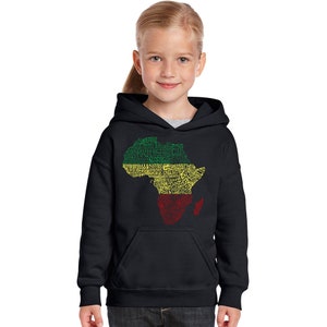 LA Pop Art Girl&#39;s Word Art Hooded Sweatshirt - Countries in Africa