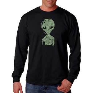 Men&#39;s Word Art Long Sleeve T-shirt - Alien