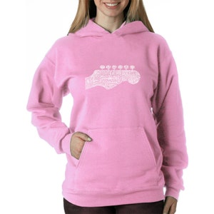 Women&#39;s Hooded Sweatshirt - Guitar Head Created out of 63 Genres of Music